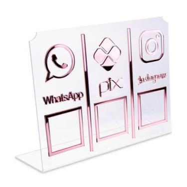 Imagem de Display Placa 3 em 1 Rede Social Pix Instagram Qr Code Transparente - 