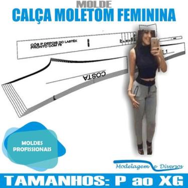 Imagem de Molde Calca Moletom Feminina, Modelagem&Diversos, Tamanhos P Ao Xg