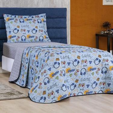 Imagem de Colcha Infantil SOLTEIRO 2 pç Dupla Face Matelado Estampado - SAFIRA E
