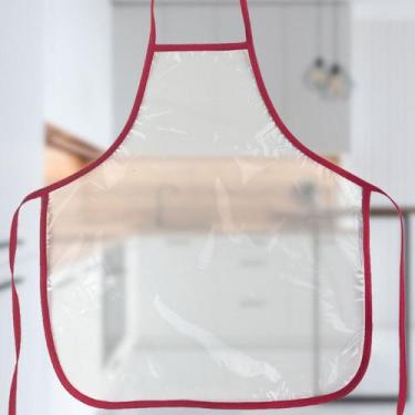Imagem de Avental Infantil Escolar Transparente para Pintura Vermelho - Recanto 