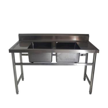 Imagem de Pia de Inox Industrial de 140x70 cm com 2 Cubas FrigoPro