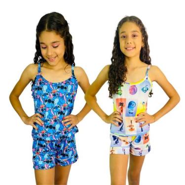Imagem de Kit 2 Pijama Infantil Feminino Para Criança Roupa De Dormir Personagen