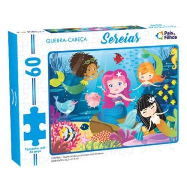 Imagem de Quebra Cabeça Sereia Cartonado Colorido 60 Peças Ref.791663 Pais & Fil