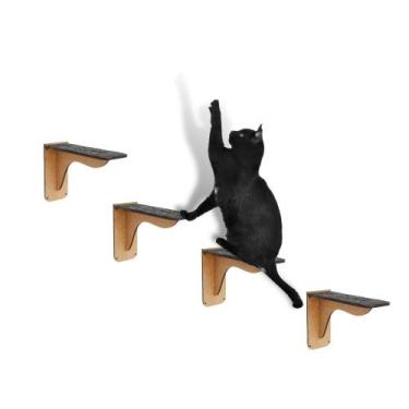 Imagem de Escadinha Para Gatos Kit Play De Parede Com 4 degraus Em MDF - Box Fan