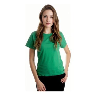 Imagem de Camiseta Feminina Baby Look Algodão Lisa Atacado Blusa - Vesttuario, V