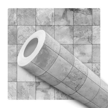 Imagem de Papel De Parede Adesivo Lavável Cubos Cimento Mosaico 12m - Bazar dos 