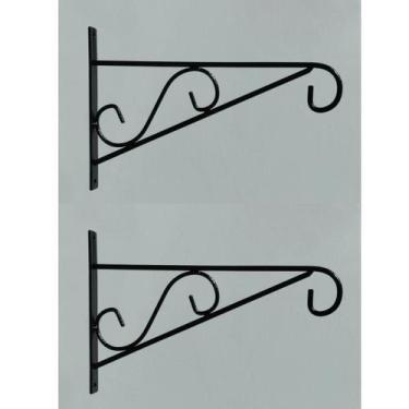 Imagem de Kit Suporte De Parede Floreira Em Ferro 2 Peças Na Cor Preta - Multi M