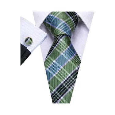 Imagem de Conjunto de Gravata e Abutões Masculinos - Verde Menta, Cerceta, Oliva