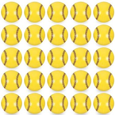 Imagem de Whaline Bola de praia inflável de softball, 25 peças, 40,6 cm, bolas amarelas de softball, a granel, piscina, praia, jogos, brinquedos para decoração de festa de praia com tema esportivo, acessório de