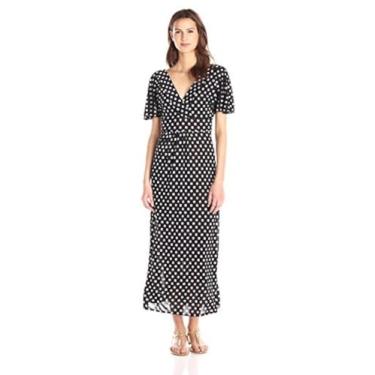 Imagem de Star Vixen Vestido longo feminino de manga esvoaçante, Ponto preto/branco, GG