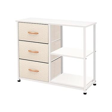 Imagem de AZL1 Life Concept Cômoda de tecido marrom rústico, unidade organizadora de 4 gavetas com 2 prateleiras, baú de armazenamento para quarto, entrada, corredor, sala de estar, escritório, marfim