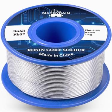 Imagem de Fio de solda 63/37, fio de resina de chumbo sem lavagem de alta pureza com fluxo de 2,2% para solda elétrica (0,8 mm 100 g)