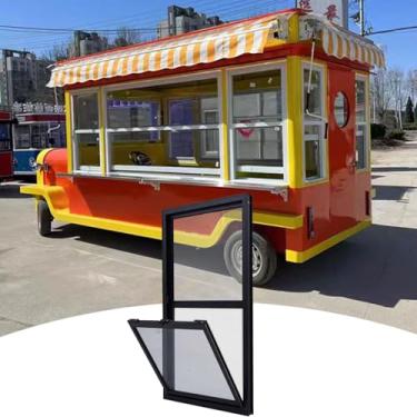 Imagem de Substituição de janela deslizante vertical para casa móvel de 30,5 x 83,8 cm, janela de casas de ventilação com tela, janela preta de alumínio para galpão de porão casas chuveiros galinheiro