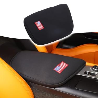 Imagem de Capa de console central automotiva compatível com Corvette C7 Stringray 2014-2019 almofada de caixa de apoio de braço para carro pano de algodão lavável e amigo da pele, antiderrapante, acessórios de