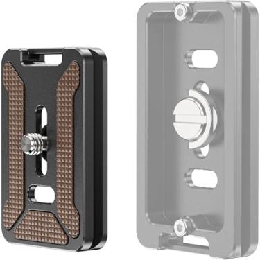 Imagem de WEYLLAN Placa de liberação rápida de metal, placa de montagem universal para tripé, placa suíça, 60 mm, base DQ60, placa de montagem para câmera, placa de fixação rápida, parafuso de anel D de 1/10.2