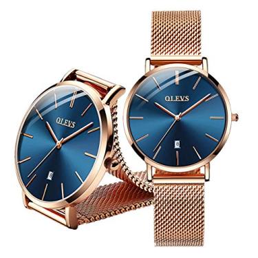 Imagem de OLEVS Relógios baratos femininos analógicos de quartzo, relógio de negócios de aço inoxidável, clássico, à prova d'água, relógio de pulso exclusivo com calendário e janela de data, Feminino, dourado