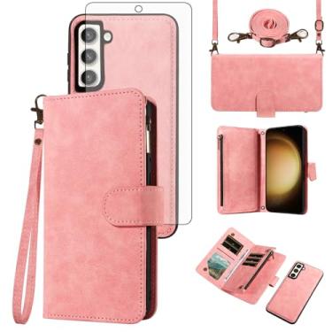 Imagem de Asuwish Capa de celular para Samsung Galaxy S23 Plus S23+ 5G com zíper carteira de celular com alça protetora de tela de vidro temperado flip suporte para cartão S23plus 23S + S 23 23+ SM-S916U 16.8