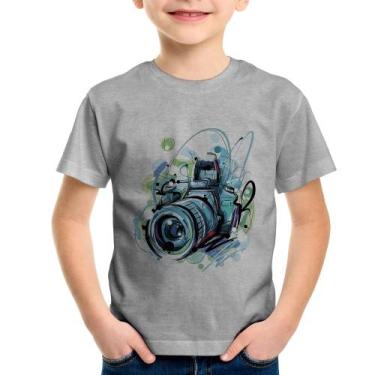 Imagem de Camiseta Infantil Câmera Fotográfica - Foca na Moda, Cinza, 8