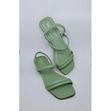 Imagem de Rasteira Sandália Rasteirinha Calce Fácil - Rozes Shoes, Verde menta, 