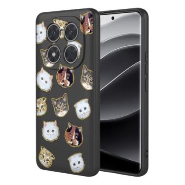 Imagem de KOARWVC Capa de telefone para Redmi Note 14 Pro Plus, capa para Redmi Note 14 Pro+, design de padrão de gato, fina, protetora, macia, amortecedora, para Xiaomi Redmi Note 14 Pro Plus, gato preto