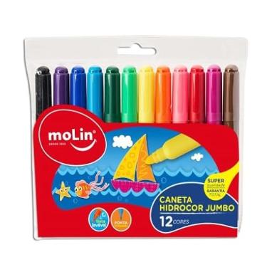 Imagem de Caneta Hidrocor Jumbo 12 Cores Ponta Bloqueada