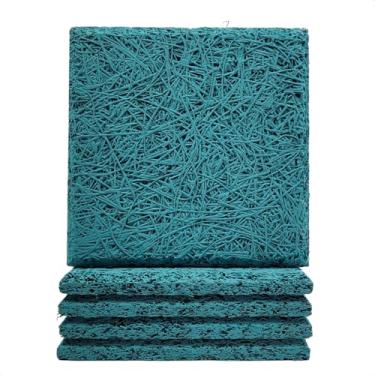 Imagem de Placa Acústica Antichama Isolante Térmico Redutor Ruído Painel Estúdio Proteção Reforço Decoração Ambientes Comerciais Residenciais Tratamento Sonoro Absorção Impacto (Azul Claro, 5 Quadrados)