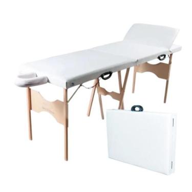 Imagem de Maca Portátil de Madeira com Cabeceira Reclinável e Suporta até 200kg 