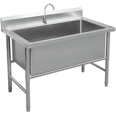 Imagem de Pia autônoma de aço inoxidável, pia utilitária, pia de cozinha comercial de 1 compartimento, pia de cozinha industrial, pia comercial, pia industrial, 47 pol.