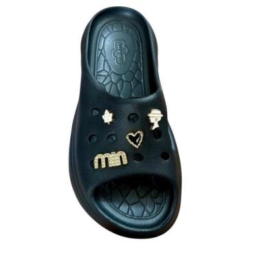 Imagem de Chinelo Sandalia Nuvem strass Brilho Ortopetica Papete Crock - Nuvem M