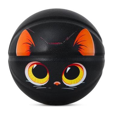 Imagem de Kuangmi Bola de basquete de gato preto, tamanho 7 75 cm, interior e exterior, presente divertido para amantes de gatos e bolas de cesta