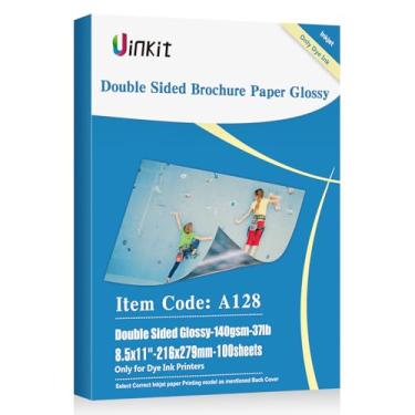 Imagem de Uinkit Papel de brochura brilhante dupla face 8,5 x 11 jato de tinta 16,8 kg 140gsm tinta corante foto fina folheto calendário revista CD carta de apresentação (100, 8,5x11-brilhante)
