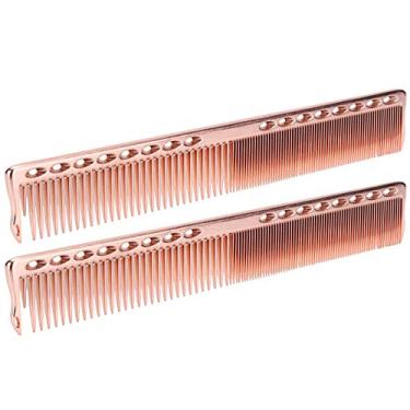 Imagem de Pente de Metal para Homens, Barbeiro Pente 2pcs Profissional Aço Inoxidável 20 X 2,8 Cm Com Densos e Dentes Esparsos para Salão e Uso Doméstico (Rose Gold)