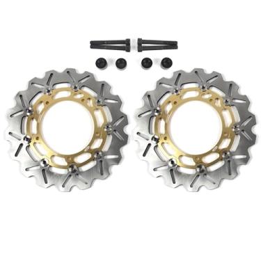 Imagem de 1 par de discos de freio dianteiros flutuantes grandes compatíveis com Yamaha XP Tmax 500 2004-2007, Tmax 530 2012-2015, T-max 530 ABS 2012-2019, T max 530 DX ABS 2017-2019, acessórios de motocicleta
