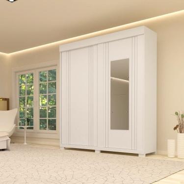 Imagem de Guarda Roupa Casal Alemanha Com Espelho 2 Portas 100% Mdf Linhamobília Branco