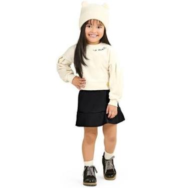 Imagem de Conjunto Infantil Inverno Menina Casaco Moletom Tricô E Saia Em PU - Angerô-Feminino