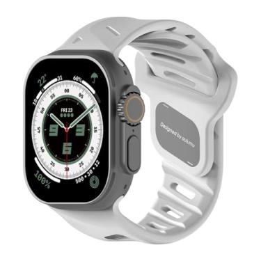 Imagem de Aulumu Pulseira esportiva A02 | Fluoroelastômero | para Apple Watch 42/44/45/46/49 mm | pulseira de relógio moderna à prova d'água, 49/46/45/44/42 mm, Borracha de flúor de alumínio, Sem Pedra Preciosa