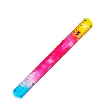 Imagem de Régua 30cm Flexível Rainbow KAZ Colorido Pontas Arredondadas Escolar E
