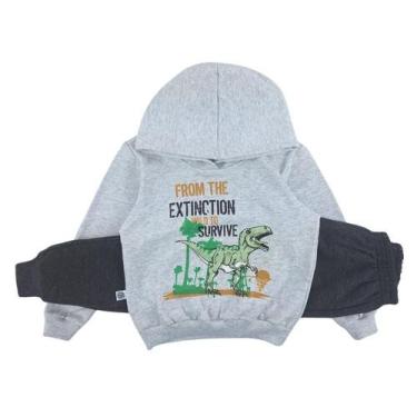 Imagem de Conjunto Moletom Flanelado Infantil Menino Blusa Com Capuz - Paraíso D