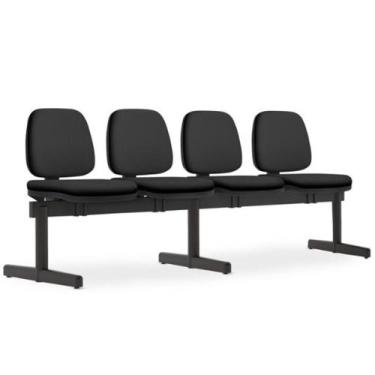 Imagem de Cadeira Longarina 4 Lugares Recepção Sala de Espera Work F02 Crepe Pre