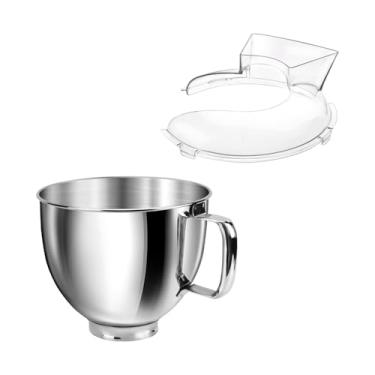 Imagem de Peças de reposição compatíveis com misturadores de cabeça inclinada KitchenAid de 4,5 e 5 litros (tigela de 5 litros + protetor de derramamento)