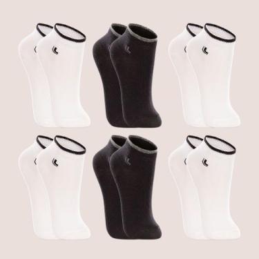 Imagem de Kit 6 Pares Meia Kids Lupo Cano Curto Unisex Original, Preto, Branco, 