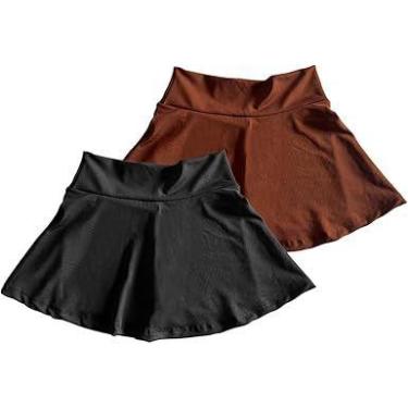 Imagem de Kit 2 Saia-Shorts Roupa Ginástica Treino Fitness Menina Infantil Espor