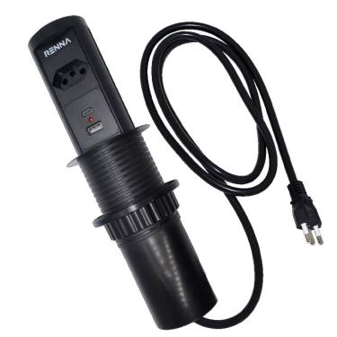 Imagem de Torre Automática Moveis Embutir Retrátil Tomada 2 USB Preta