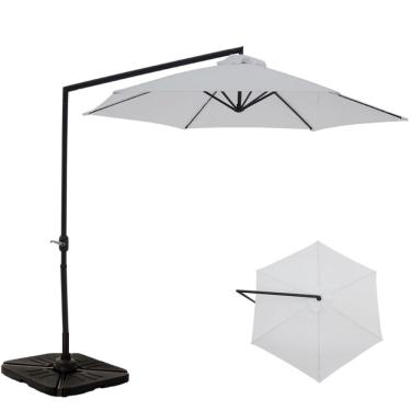 Imagem de Ombrelone Suspenso 3 Metros Aço Poliéster Jardim Veneza Branco Com Base Plástica 50L - Belfix