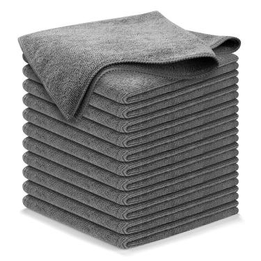 Imagem de Pano de limpeza de microfibra usanooks Grey 12 pacotes 32x32cm