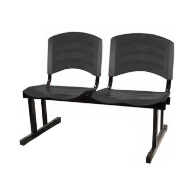 Imagem de Cadeira Longarina plástica 02 Lugares para recepção Cor preto pollo móveis