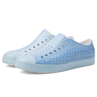 Imagem de Native Shoes Jefferson Bloom Print – Sapatos unissex – Cabedal sintético – Forro sintético e palmilha – Bico redondo, Escudo branco/azul ar/novo Shibori, 5 Women/3 Men