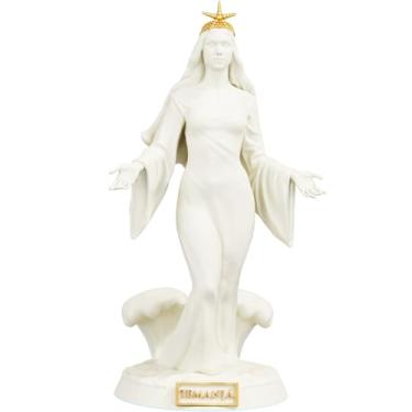 Imagem de Estátua Iemanjá Umbanda Candomblé Padroeira do Amor Estatueta Imagem (Cor Mármore Dourado)