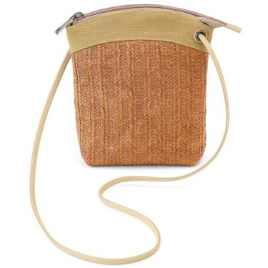 Imagem de BBORGDC Pequena bolsa transversal de palha para mulheres - Bolsa de férias de tecido boho com alça de telefone, carteira de praia de verão, carteira de telefone com pulso, design original, presente