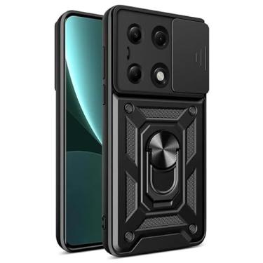 Imagem de Capa Case Xíaomi Redmi Note 13 Pro 4G (Tela 6.67) Shield Slider Dupla Camada Com Stand e Anel - Preto